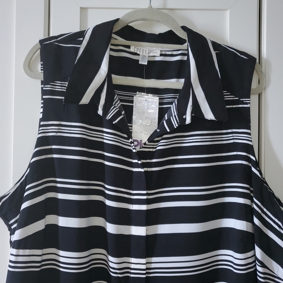 Spence Black and White Stripped Button Down Dress - Picture 2 of 4